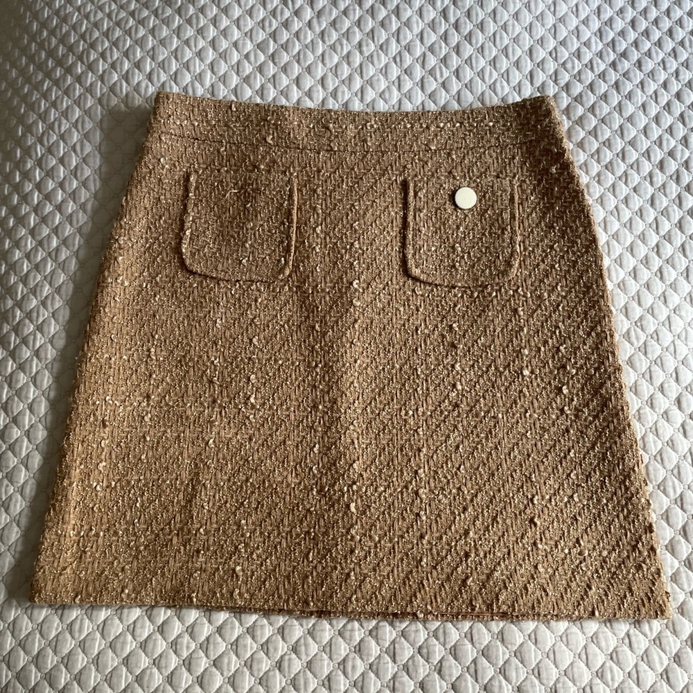 Stylish Tan Tweed Mini Skirt